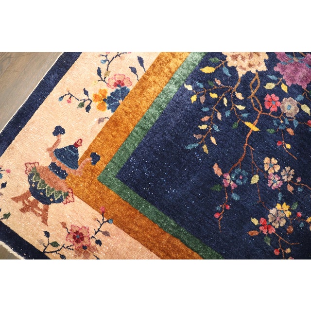 Textile Floral Chinese Art Deco Carpet, 7' X 8'9'' For Sale - Image 7 of 11