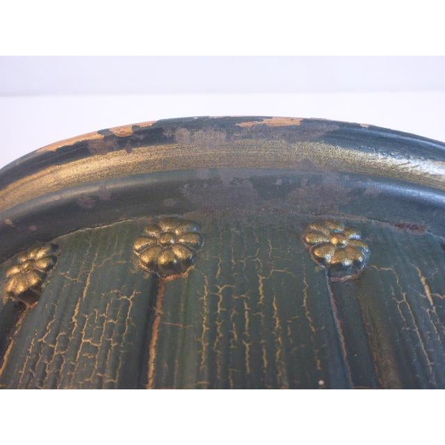 1980s Pair 1980s Traditional Wall Shelf Brackets Painted Green Gold Crackle For Sale - Image 5 of 11