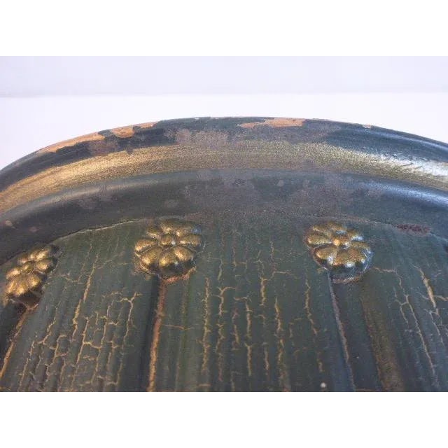 Late 20th Century Pair Late 20th Century Transitional Wall Shelf Brackets Painted Green Gold Crackle For Sale - Image 5 of 11
