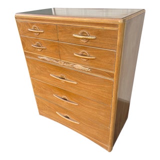 1950 Harmony House Walnut and Oak Tall Dresser For Sale