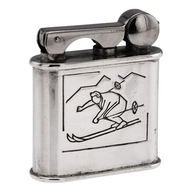 French Chrome-Plated Skiier Lighter by Arthus Bertrand, 1950s For Sale