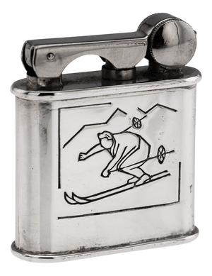 French Chrome-Plated Skiier Lighter by Arthus Bertrand, 1950s