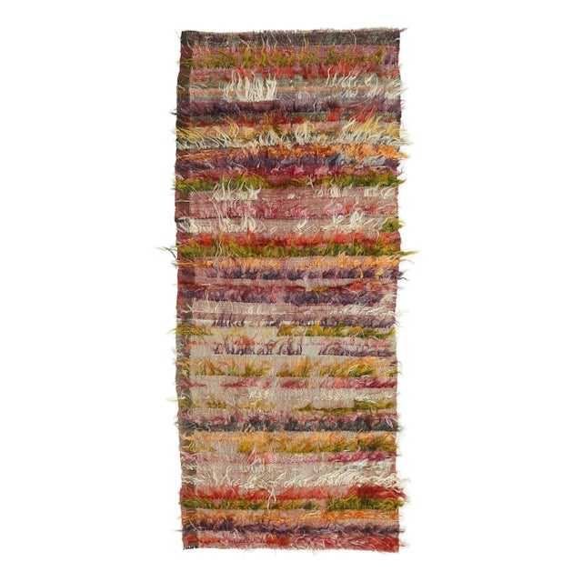 Vintage Turkish Hand-Knotted Wool Cotton Pink Kilim Runner Rug For Sale - Image 9 of 9