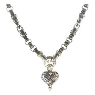 Late 20th-Century Sterling and 18k Bowman Original Reversible Heart Necklace For Sale