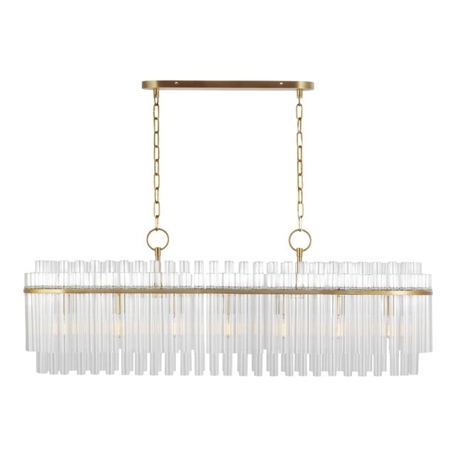 Chapman & Myers by Visual Comfort Studio Beckett Linear Chandelier, Brass For Sale