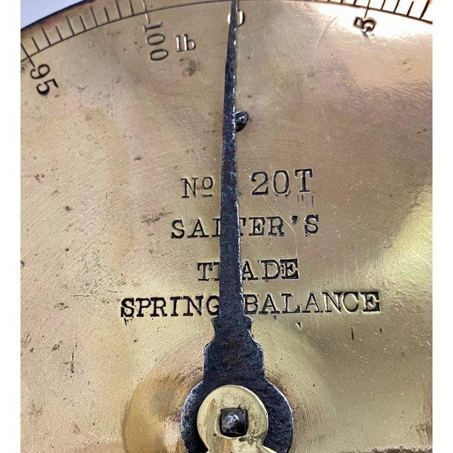 Antique Brass Salter Spring Balance Scale Model 20t With 100 Lb Capacity From England - Circa 1900 For Sale - Image 4 of 13