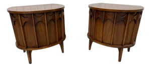 Mid-Century Modern Kent Coffey Perspecta Commode Walnut Nightstands - Set of 2