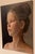 Figurative Catherine by Katalin Studlik | Acrylic on board portrait of a young woman with earrings For Sale - Image 3 of 3