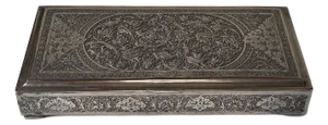 Middle Eastern Silver Box with Carved Birds Repose, 1920s