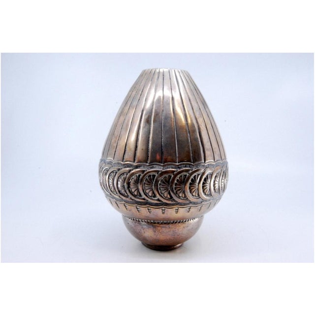 Round Pot in Gummed Silver with Reliefs and Top Stripes For Sale - Image 6 of 10