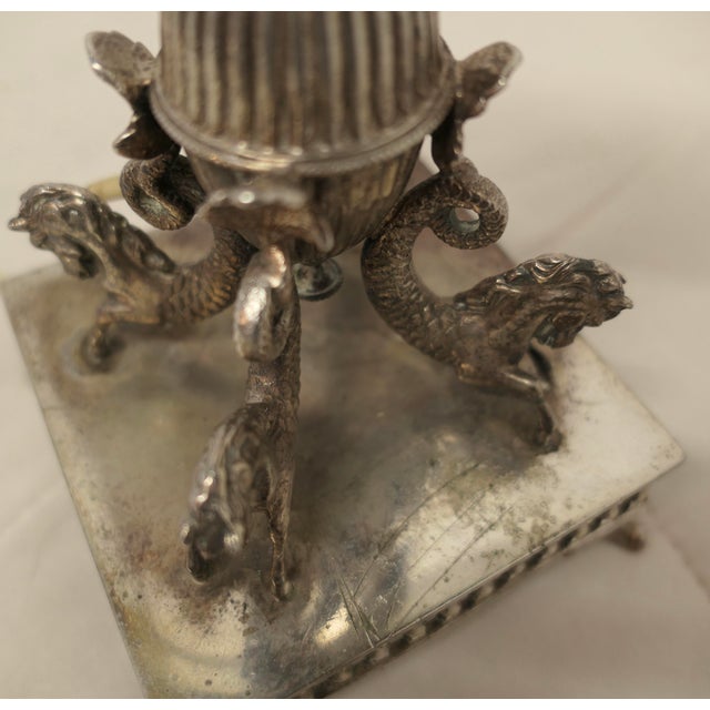 Silver Plated Table Lamp with Mythological Characters This is a very unusual piece, the lamp is made in heavy silver-...