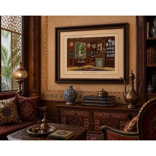 French Art Nouveau Interior Study with Delft Faience Collection, 1900 For Sale - Image 9 of 10