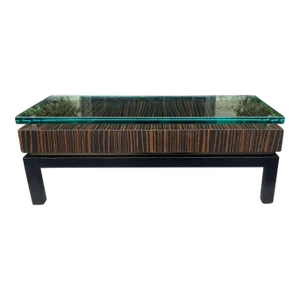 Modern Art Deco Style Macassar Ebony & Glass Low Table