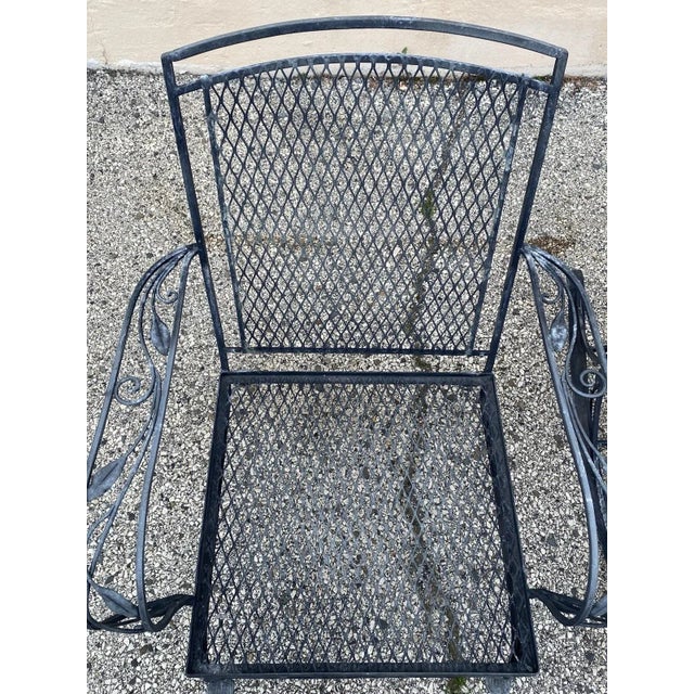 Mid 20th Century Vintage Salterini Style Art Nouveau Wrought Iron Garden Seating & Table, 4 Pieces, Attributed For Sale - Image 13 of 17