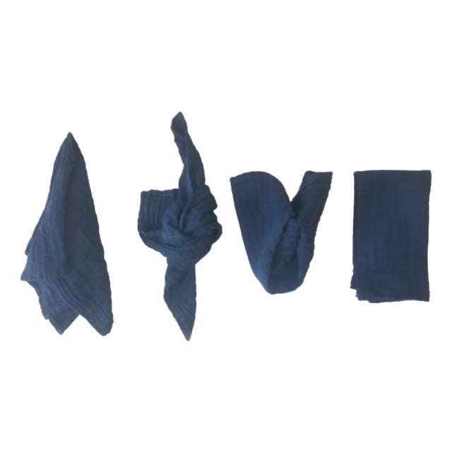 Organic Cotton Napkins - Atlantic Blue, Set of 4 For Sale