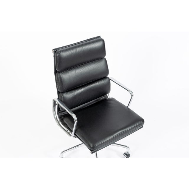 Eames for Herman Miller Tall Black Leather Desk Chair Soft Pad For Sale - Image 10 of 13