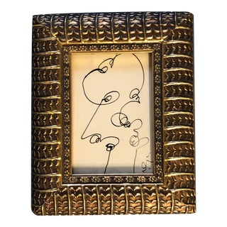 1980’s Original Vintage Small Wayne Cunningham Abstract Ink Drawing Ornate Vintage Frame For Sale