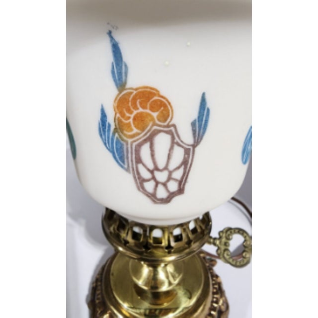 Vintage Art Deco Accurate Brass Boudoir Lamp, Custard Glass Shade For Sale - Image 12 of 16