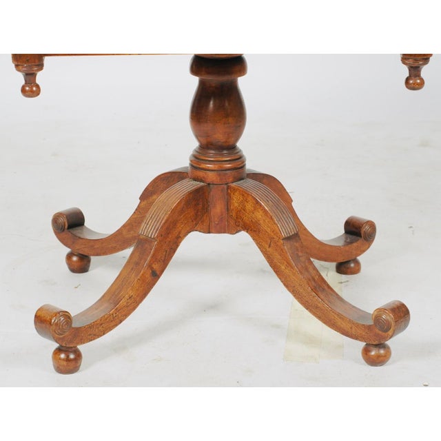 Antique Mahogany Two-Drawer Sewing Table With Scroll-Foot Pedestal Base For Sale In Los Angeles - Image 6 of 7