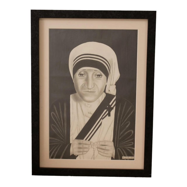 Mid 20th Century Mother Teresa in Pencil For Sale