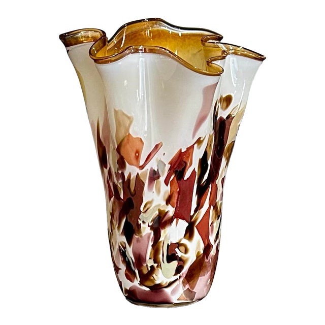 Late 20th Century Josefina Handmade “Handkerchief” Style Marbled Vase Krosno, Poland For Sale