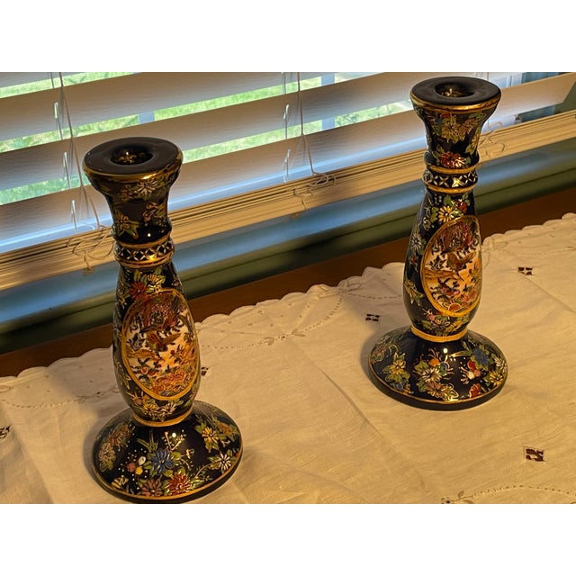 Vintage 6-Piece Japanese Satsuma Style Room Collection - Lamps, Vases & Candlesticks For Sale - Image 17 of 18