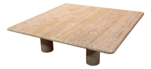 Travertine Coffee Table attributed to Angelo Mangiarotti for Up&Up, 1970s
