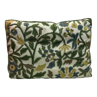 Crewel Rectangular 26”x19”Feather/Down Pillow For Sale