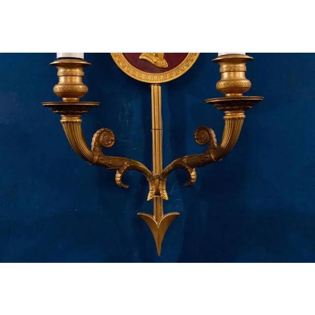 Neoclassical Bronze 2-Light Wall Sconces, 1880s, Set of 2 For Sale - Image 9 of 12