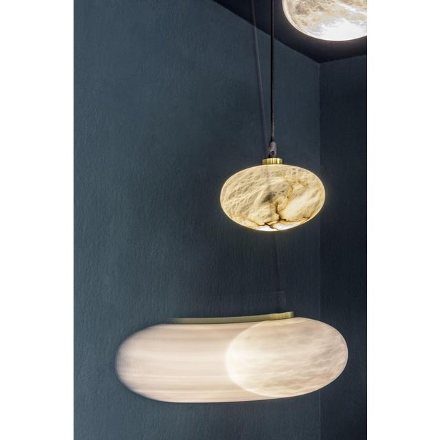 Black Oval Pendant Lamps by United Alabaster, Set of 12 For Sale - Image 8 of 12