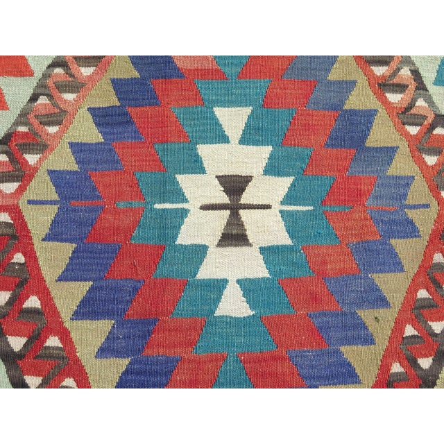 1960s Soft Pastel Colors Natural Wool Handmade Turkish Kilim Rug For Sale - Image 9 of 11