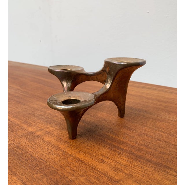 Metal Vintage German Brutalist Metal Candleholder from Harjes For Sale - Image 7 of 18