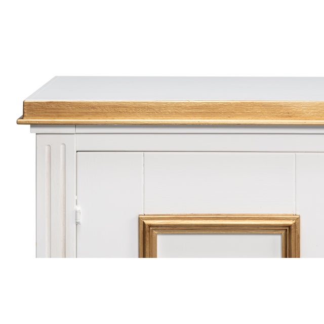 Wood Louis XVI Three-Door Buffet in White and Gold For Sale - Image 7 of 10