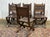 Chairs and Armchairs in Oak and Leather with Gothic Decoration, 1930s, Set of 8 For Sale - Image 13 of 18