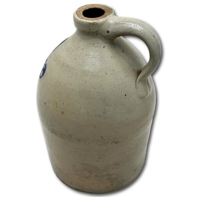 Very Nice Blue Color Hand Decorated Antique American 2 Gallon Size Stoneware Jug - Circa 1870s For Sale - Image 14 of 18