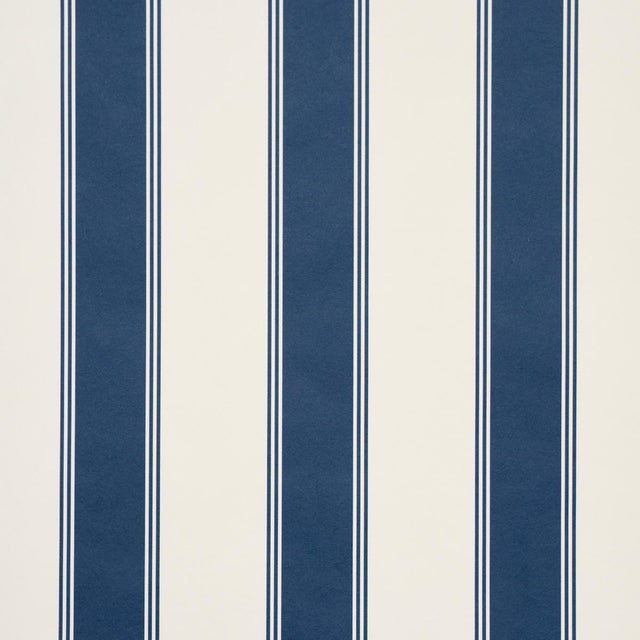 Sample - Schumacher Rafe Stripe Wallcovering In Indigo For Sale In New York - Image 6 of 6
