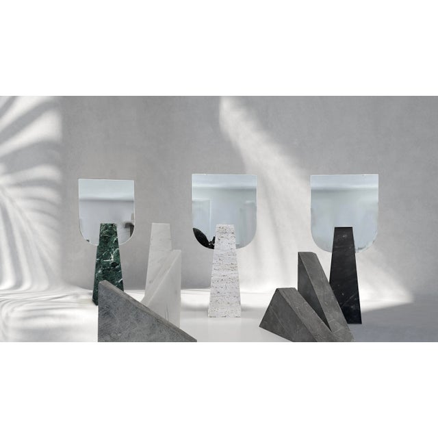 "Ophelia" Contemporary Carrara Marble Table Mirror Chairish