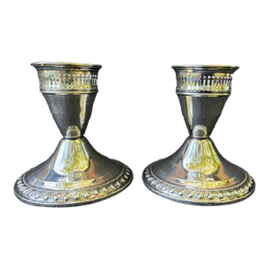 Vintage Sterling Silver Weighted Duchin Candlesticks a Pair