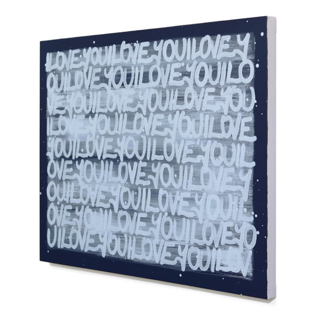 Art Deco Love Has No Fear - Blue Cool Tone Mixed Media Graffiti Inspired Art Original Artwork by Amber Goldhammer For Sale - Image 3 of 9