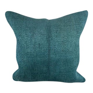 20 x 20 Hemp Pillow Turkish Cushion Natural Blue Pillow Cushion Cover For Sale