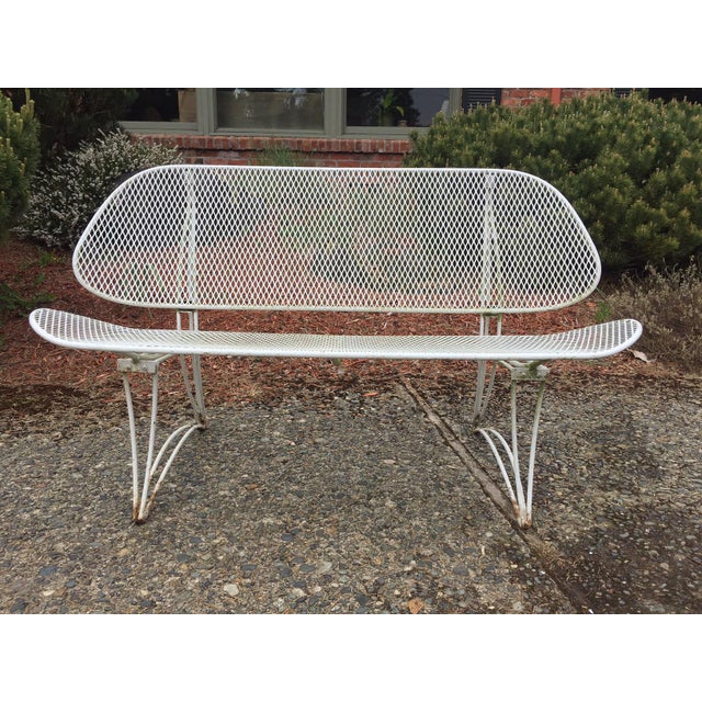 Vintage Homecrest White Wrought Iron Outdoor Bench Chairish