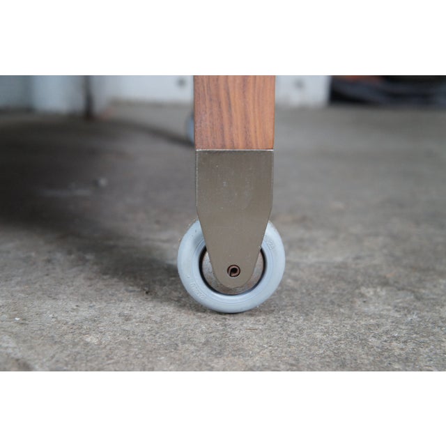 Brown 4 1980s Mid Century Modern Attributed to Antonio Citterio Flexform Mozart Walnut Rattan Arm Chairs For Sale - Image 8 of 16