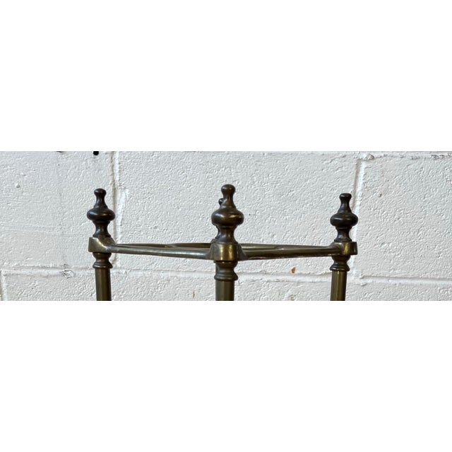 Mid 20th Century Vintage English Brass Umbrella & Cane Stand With Urn Finials For Sale - Image 5 of 9