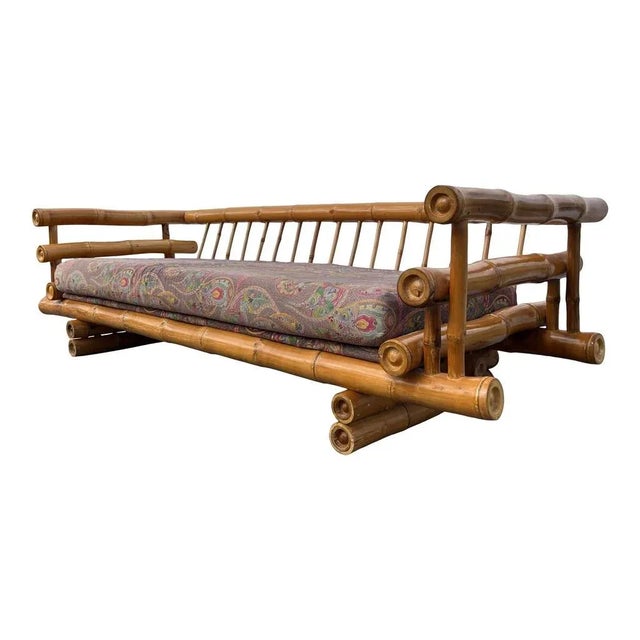 Coastal 1970s Monumental Vintage Boho Elephant Bamboo Sofa For Sale - Image 3 of 5