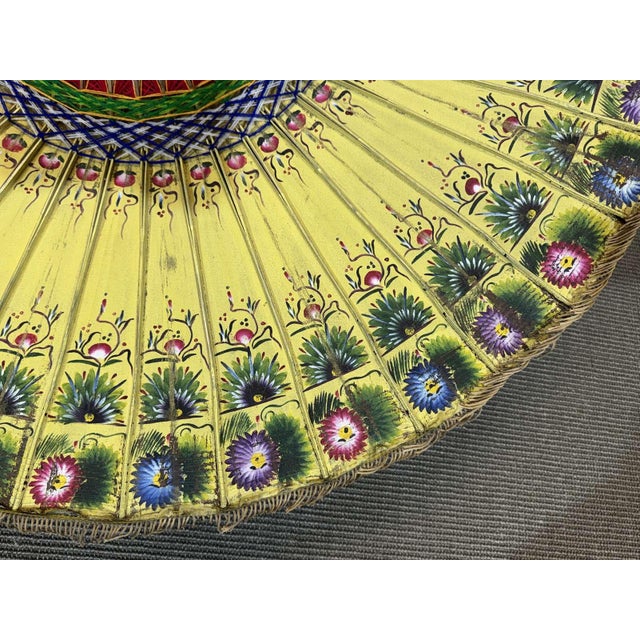 Indonesian Parasol in Wallpaper, Wood and Wool, 1950s For Sale - Image 11 of 14