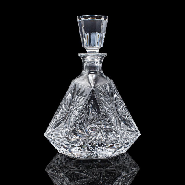 1970s Vintage Liqueur Decanter, English, Crystal Glass, Spirit Bottle, Barware, c.1970 For Sale - Image 5 of 12