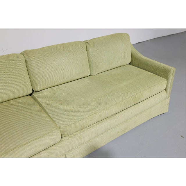 Vintage Oversized Mid-Century Green Upholstered Sofa | Circa 1970s For Sale - Image 11 of 17
