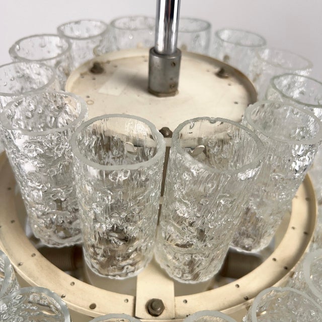 1970s Brutalist Chandelier with 167 Frosted Glass Tubes by Doria-Leuchten, Germany, 1970s For Sale - Image 5 of 13