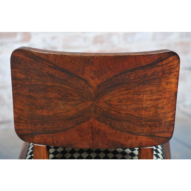 Wood Vintage Art Deco Chairs in Beech and Walnut Veneer, Czech, 1920s, Set of 4 For Sale - Image 7 of 17