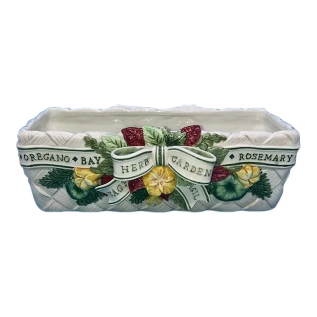 1990s Fitz and Floyd Herb Ceramic Planter For Sale